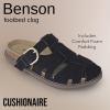 imageCUSHIONAIRE Benson Womens Fisherman Clog  Suede SlipOn Sandal with Adjustable Buckle ampamp Contoured Cork FootbedBlack Suede
