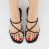 imageCUSHIONAIRE Venue Womens Strappy ToeLoop Slide Sandals with GoldTone Accent ampamp Memory Foam ComfortBlack