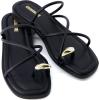 imageCUSHIONAIRE Venue Womens Strappy ToeLoop Slide Sandals with GoldTone Accent ampamp Memory Foam ComfortBlack