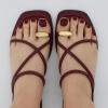 imageCUSHIONAIRE Venue Womens Strappy ToeLoop Slide Sandals with GoldTone Accent ampamp Memory Foam ComfortBurgundy