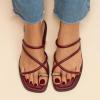 imageCUSHIONAIRE Venue Womens Strappy ToeLoop Slide Sandals with GoldTone Accent ampamp Memory Foam ComfortBurgundy