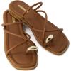 imageCUSHIONAIRE Venue Womens Strappy ToeLoop Slide Sandals with GoldTone Accent ampamp Memory Foam ComfortCognac