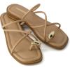imageCUSHIONAIRE Venue Womens Strappy ToeLoop Slide Sandals with GoldTone Accent ampamp Memory Foam ComfortTan