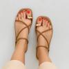 imageCUSHIONAIRE Venue Womens Strappy ToeLoop Slide Sandals with GoldTone Accent ampamp Memory Foam ComfortTan