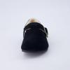 imageCUSHIONAIRE Womens Nest Genuine Suede SlipOn Shoe with Faux Shearling Lining ampamp Memory Foam  Adjustable Buckle ampamp NonSlip SoleBlack