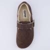 imageCUSHIONAIRE Womens Nest Genuine Suede SlipOn Shoe with Faux Shearling Lining ampamp Memory Foam  Adjustable Buckle ampamp NonSlip SoleBrown