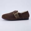 imageCUSHIONAIRE Womens Nest Genuine Suede SlipOn Shoe with Faux Shearling Lining ampamp Memory Foam  Adjustable Buckle ampamp NonSlip SoleBrown