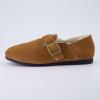 imageCUSHIONAIRE Womens Nest Genuine Suede SlipOn Shoe with Faux Shearling Lining ampamp Memory Foam  Adjustable Buckle ampamp NonSlip SoleRust