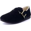 imageCUSHIONAIRE Womens Nest Genuine Suede SlipOn Shoe with Faux Shearling Lining ampamp Memory Foam  Adjustable Buckle ampamp NonSlip SoleBlack
