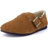 imageCUSHIONAIRE Womens Nest Genuine Suede SlipOn Shoe with Faux Shearling Lining ampamp Memory Foam  Adjustable Buckle ampamp NonSlip SoleRust