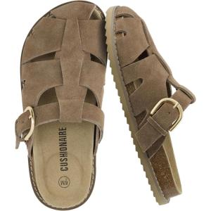 imageCUSHIONAIRE Benson Womens Fisherman Clog  Suede SlipOn Sandal with Adjustable Buckle ampamp Contoured Cork FootbedTaupe Suede