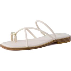 imageCUSHIONAIRE Venue Womens Strappy ToeLoop Slide Sandals with GoldTone Accent ampamp Memory Foam ComfortCream