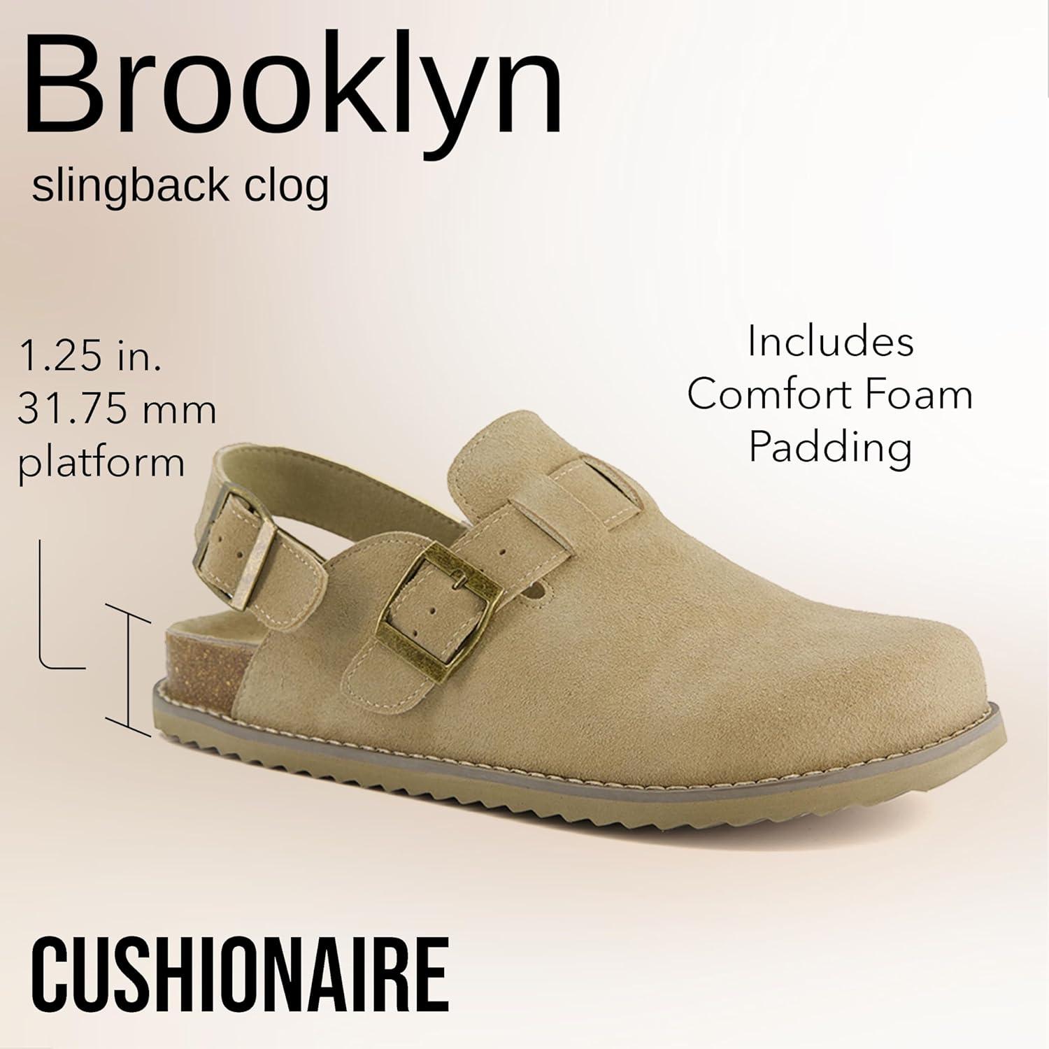 imageCUSHIONAIRE Brooklyn Suede Womens Slides Comfortable Clog Mules with Adjustable Buckles  Summer Shoes for WomenBiscuit Suede