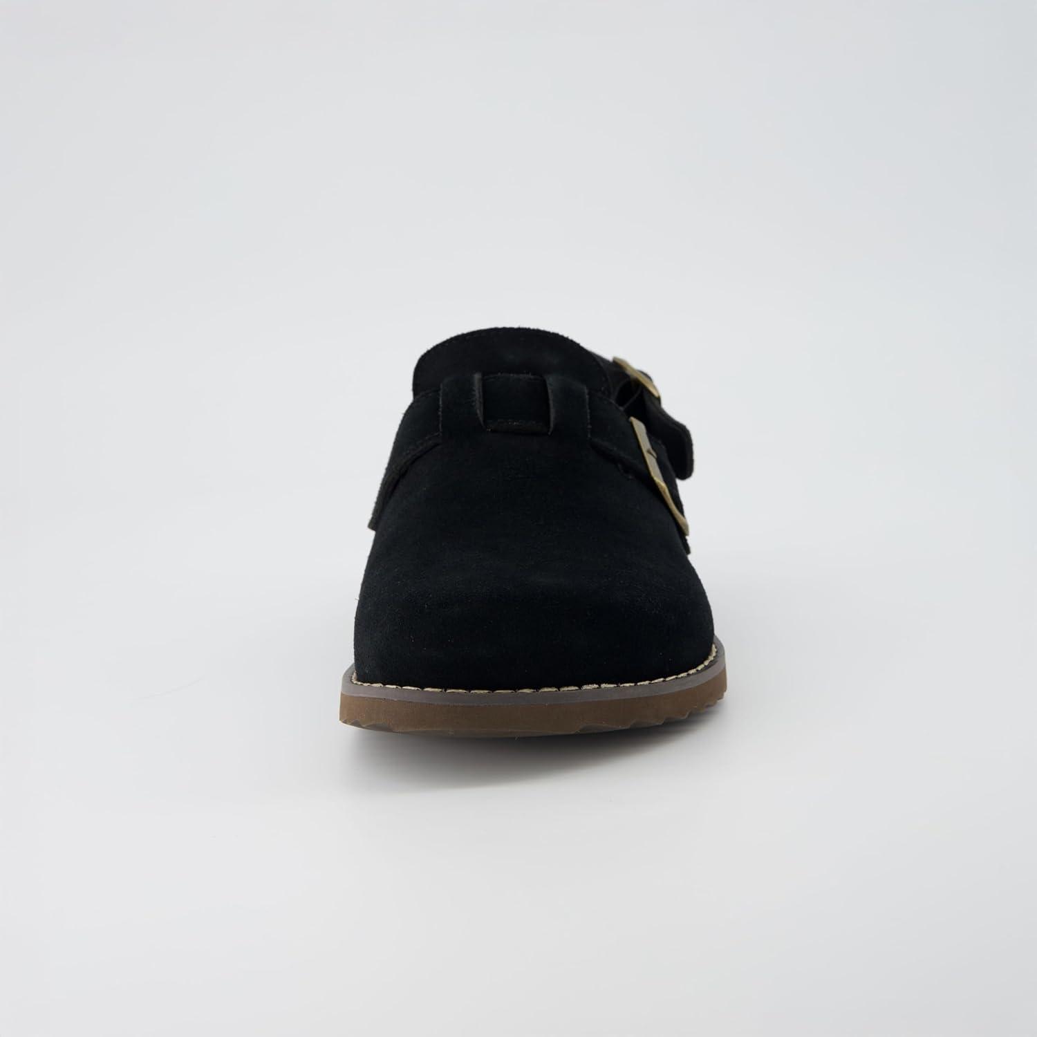 imageCUSHIONAIRE Brooklyn Suede Womens Slides Comfortable Clog Mules with Adjustable Buckles  Summer Shoes for WomenBlack Suede