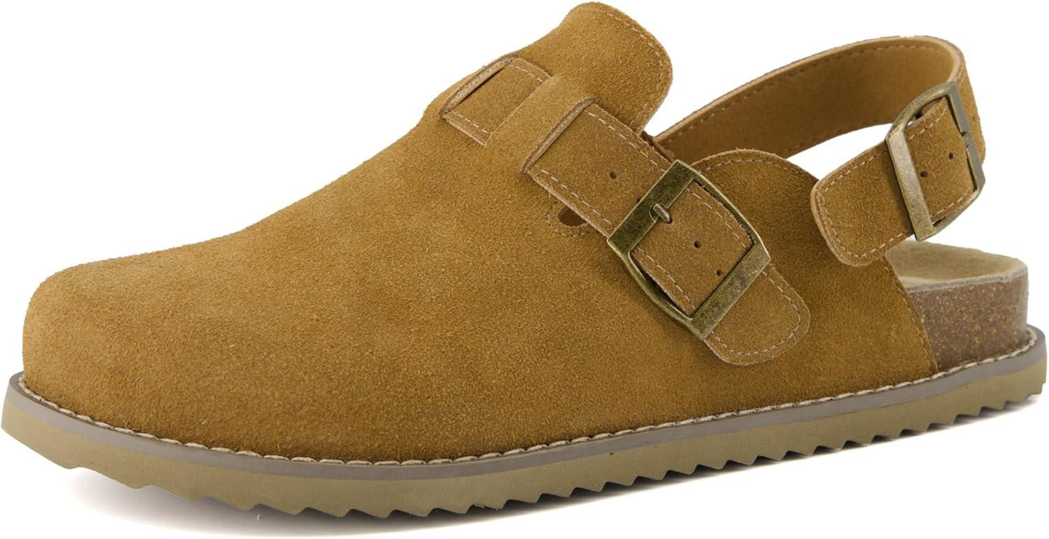 imageCUSHIONAIRE Brooklyn Suede Womens Slides Comfortable Clog Mules with Adjustable Buckles  Summer Shoes for WomenChestnut Suede