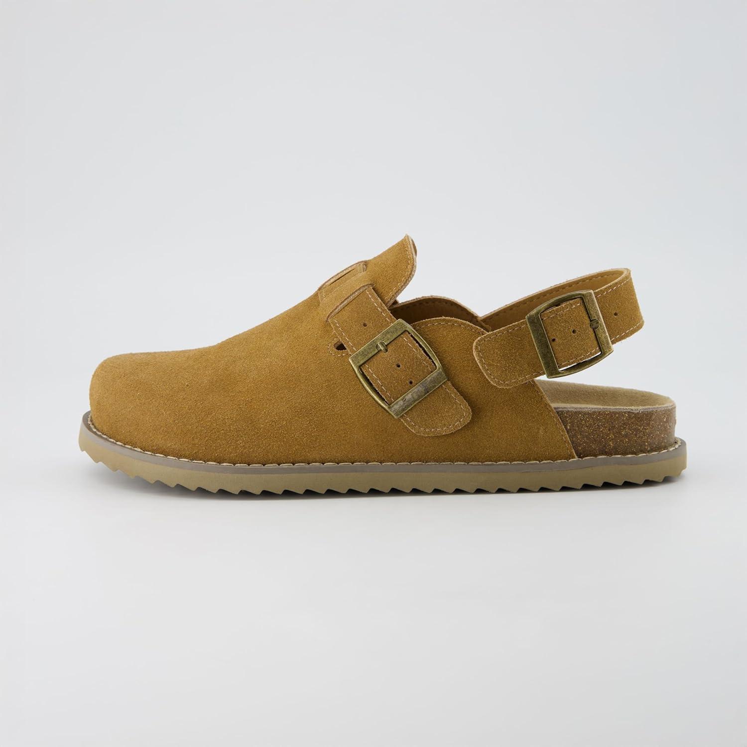 imageCUSHIONAIRE Brooklyn Suede Womens Slides Comfortable Clog Mules with Adjustable Buckles  Summer Shoes for WomenChestnut Suede
