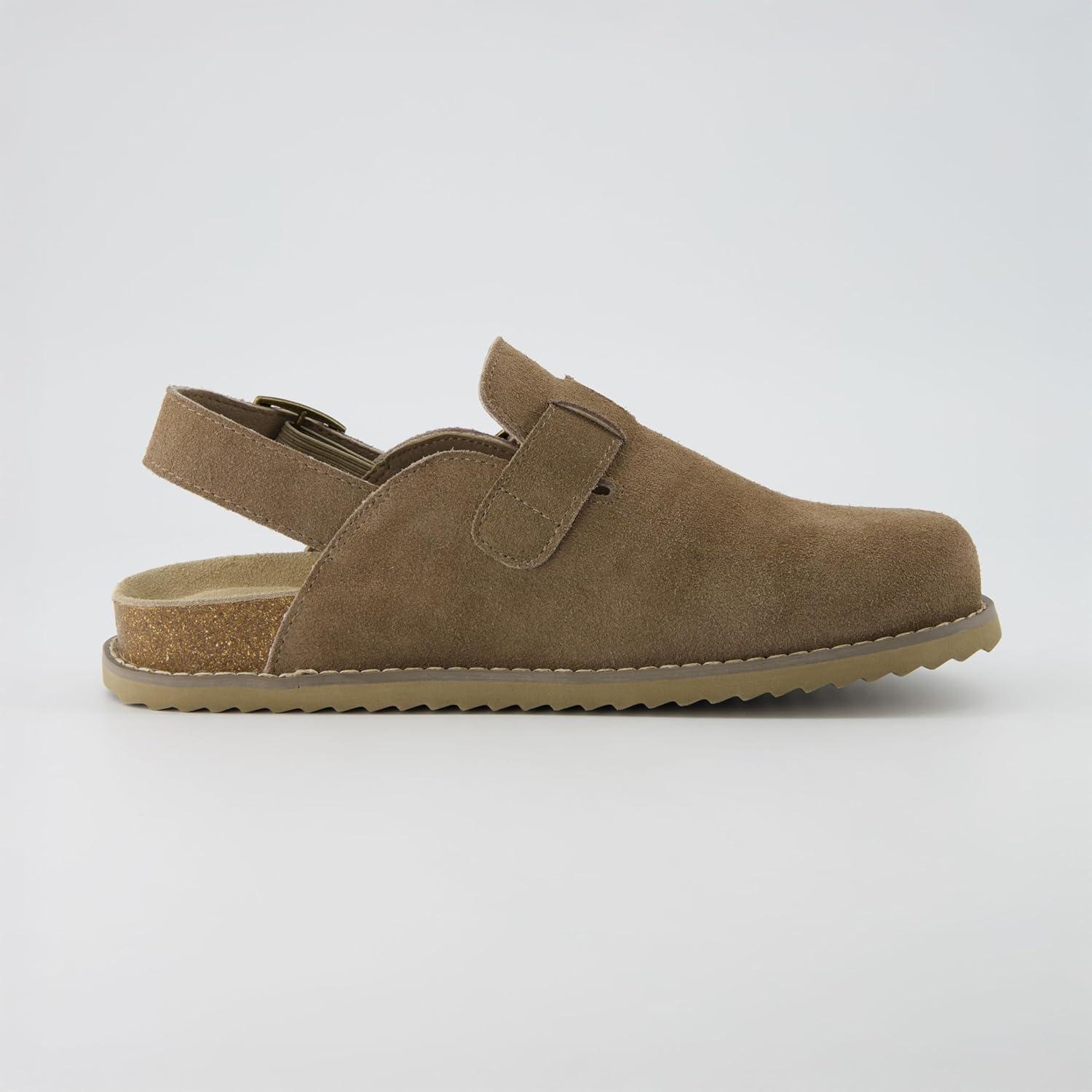 imageCUSHIONAIRE Brooklyn Suede Womens Slides Comfortable Clog Mules with Adjustable Buckles  Summer Shoes for WomenTaupe Suede