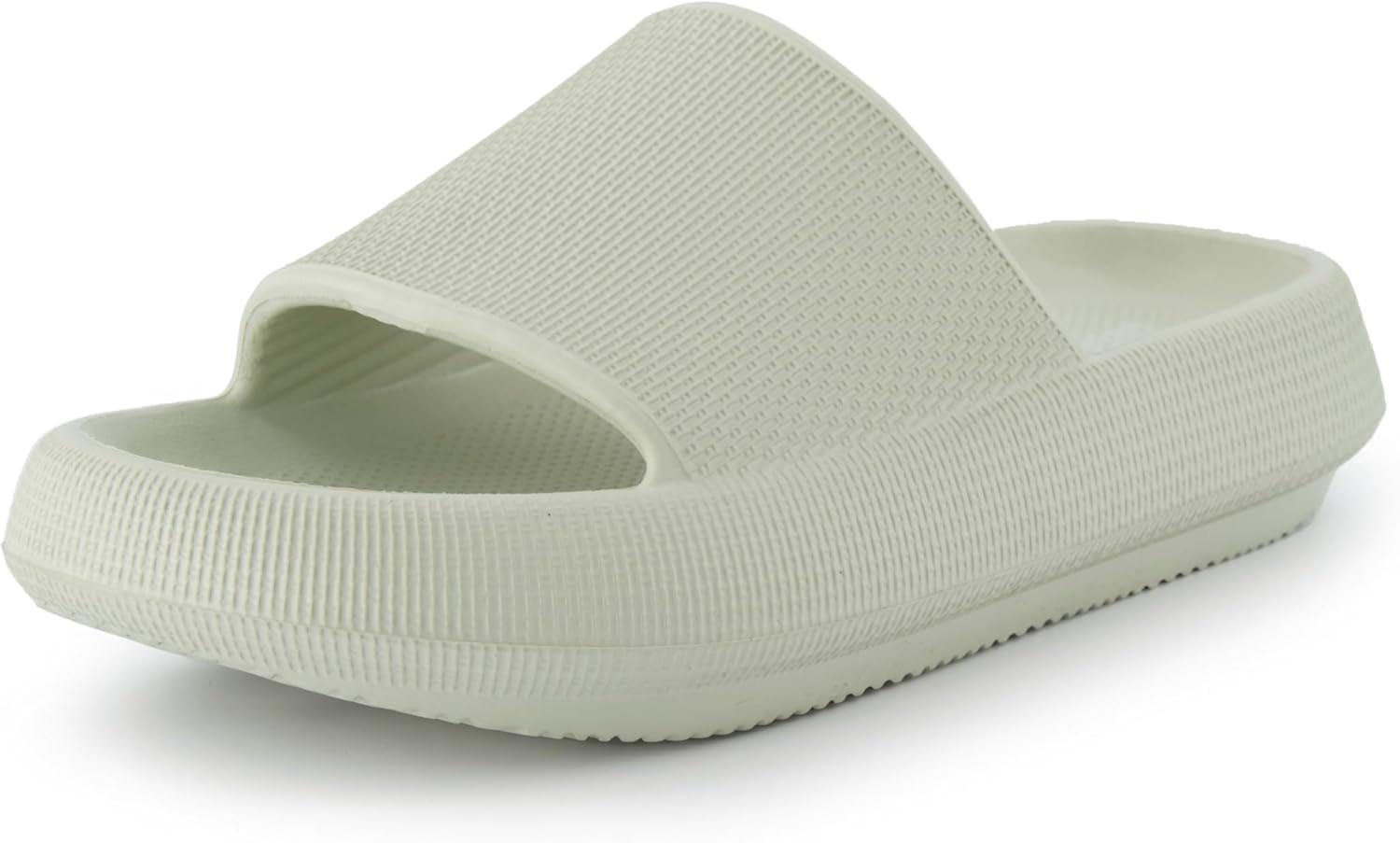 imageCUSHIONAIRE Feather EVA Slides for Women  Comfortable Slip On Womens Slippers Indoor Outdoor Shower Shoes Beach Essential Cloud SlidesAloe