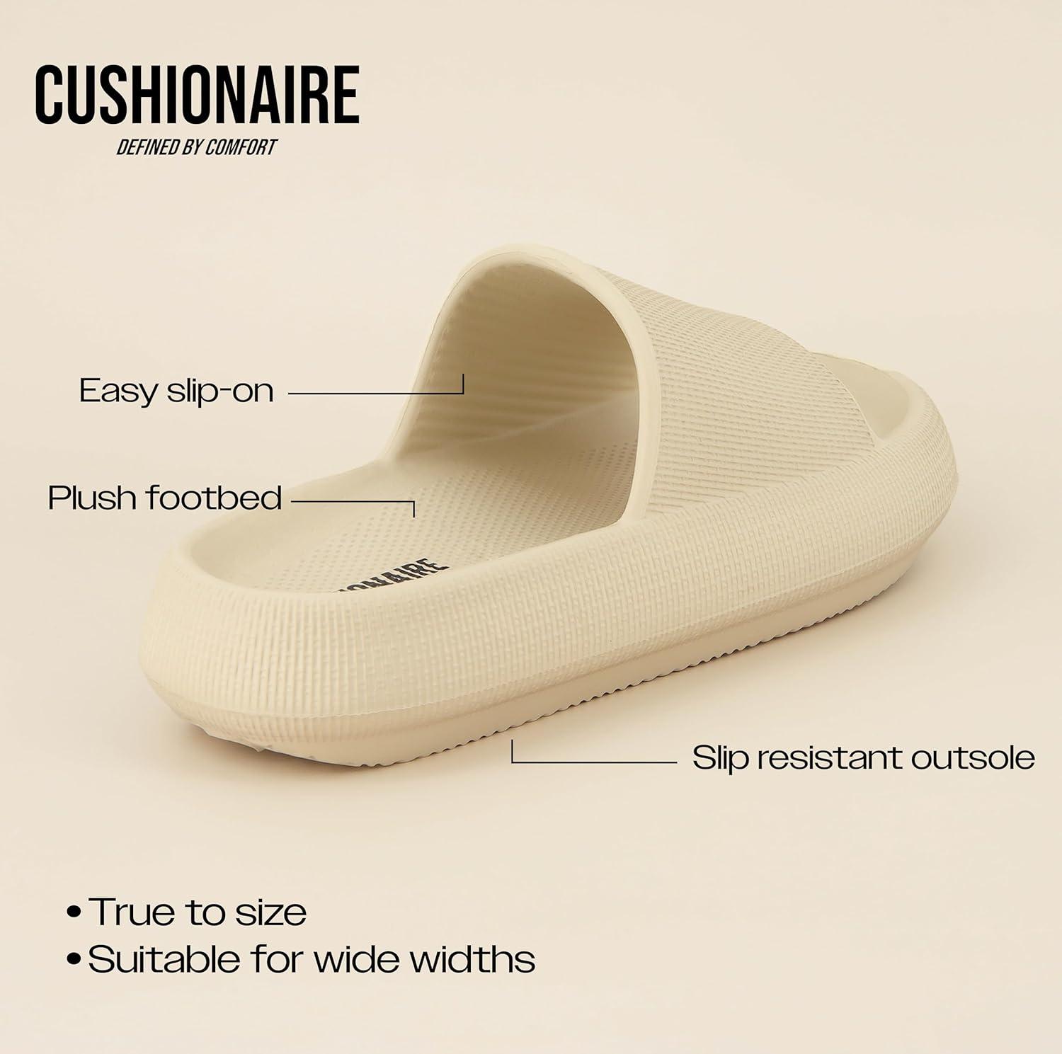imageCUSHIONAIRE Feather EVA Slides for Women  Comfortable Slip On Womens Slippers Indoor Outdoor Shower Shoes Beach Essential Cloud SlidesAloe