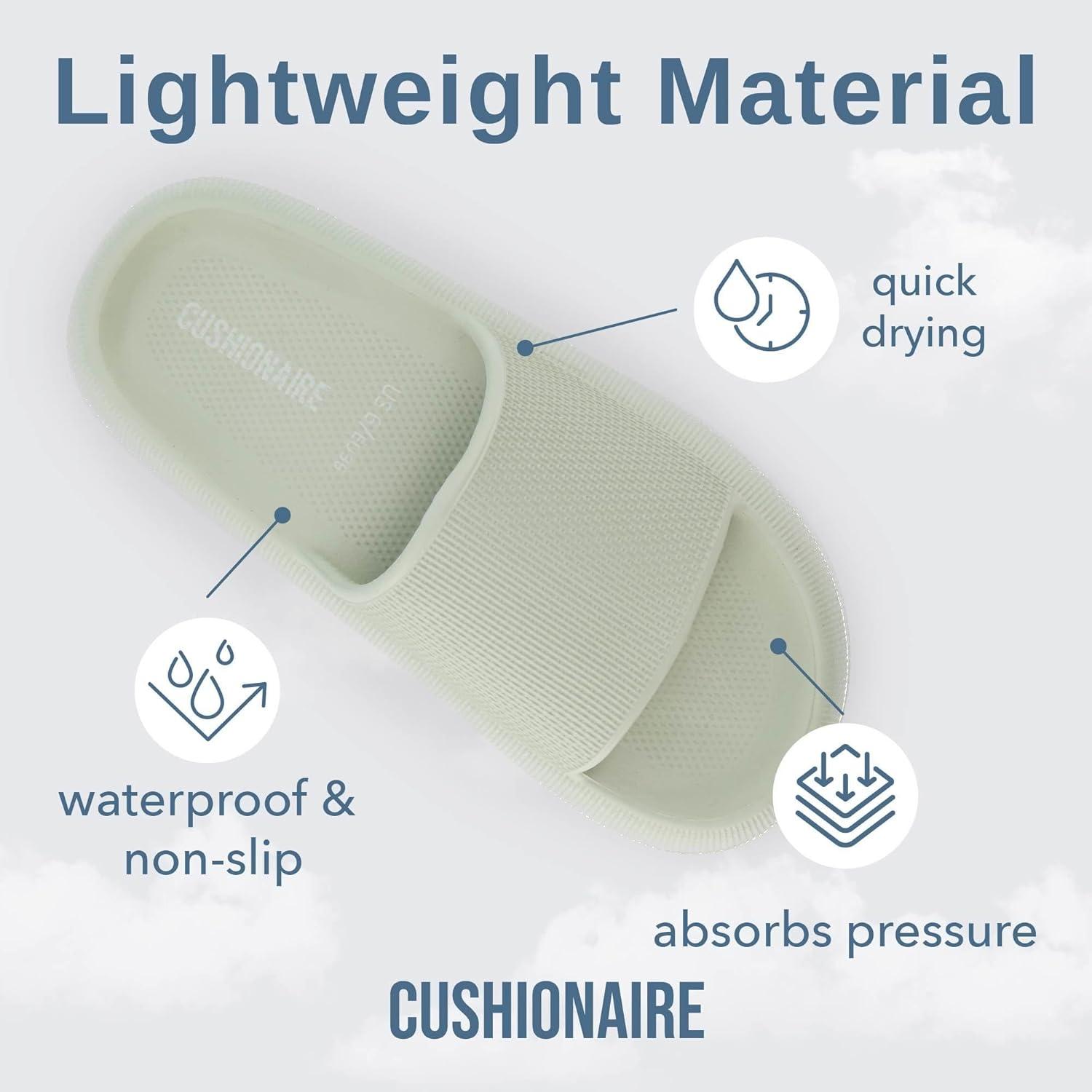 imageCUSHIONAIRE Feather EVA Slides for Women  Comfortable Slip On Womens Slippers Indoor Outdoor Shower Shoes Beach Essential Cloud SlidesAloe