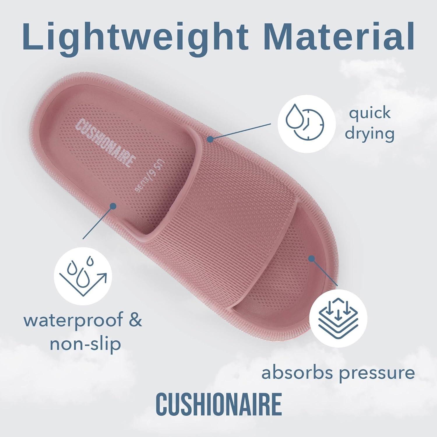 imageCUSHIONAIRE Feather EVA Slides for Women  Comfortable Slip On Womens Slippers Indoor Outdoor Shower Shoes Beach Essential Cloud SlidesBlush