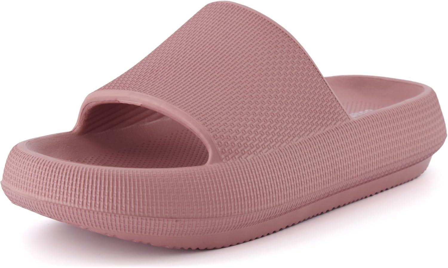 imageCUSHIONAIRE Feather EVA Slides for Women  Comfortable Slip On Womens Slippers Indoor Outdoor Shower Shoes Beach Essential Cloud SlidesBlush