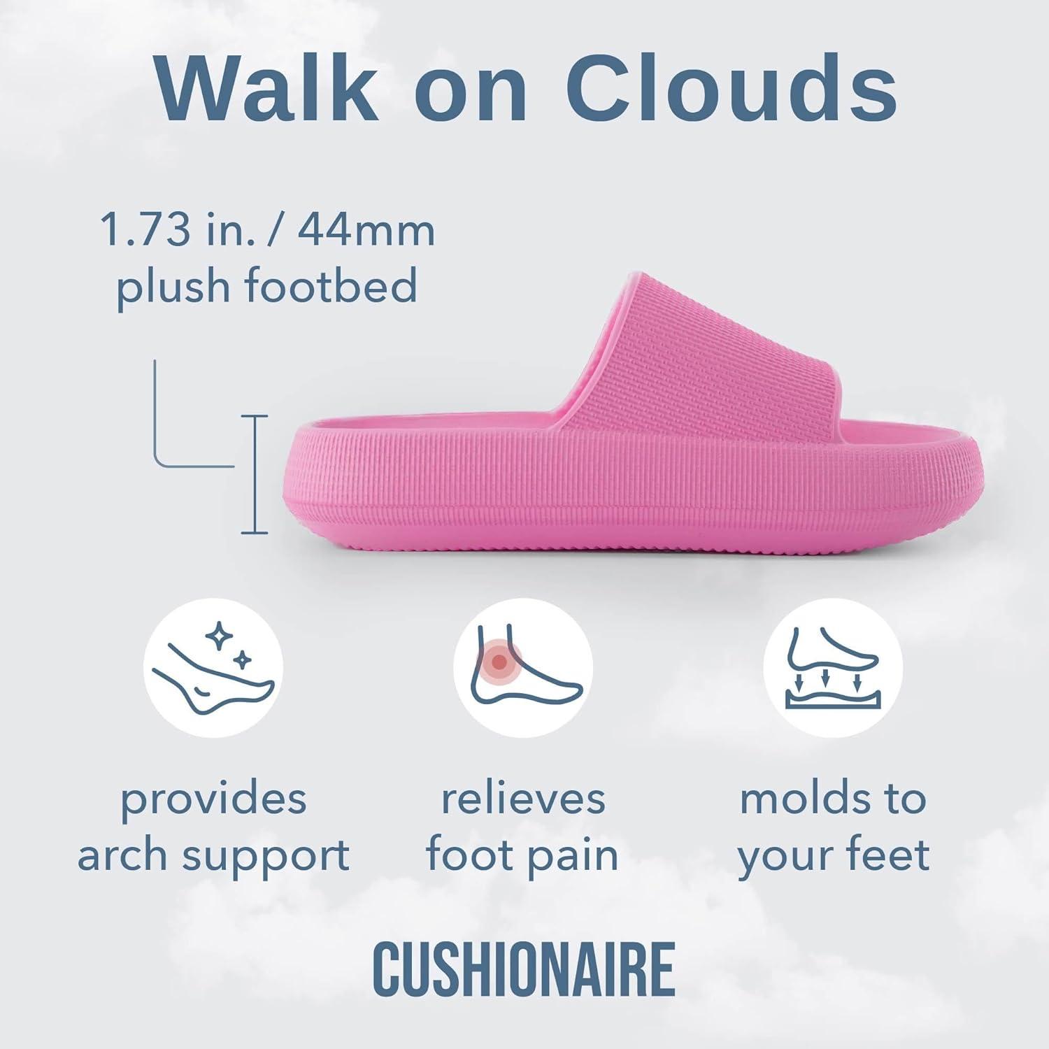 imageCUSHIONAIRE Feather EVA Slides for Women  Comfortable Slip On Womens Slippers Indoor Outdoor Shower Shoes Beach Essential Cloud SlidesBright Pink