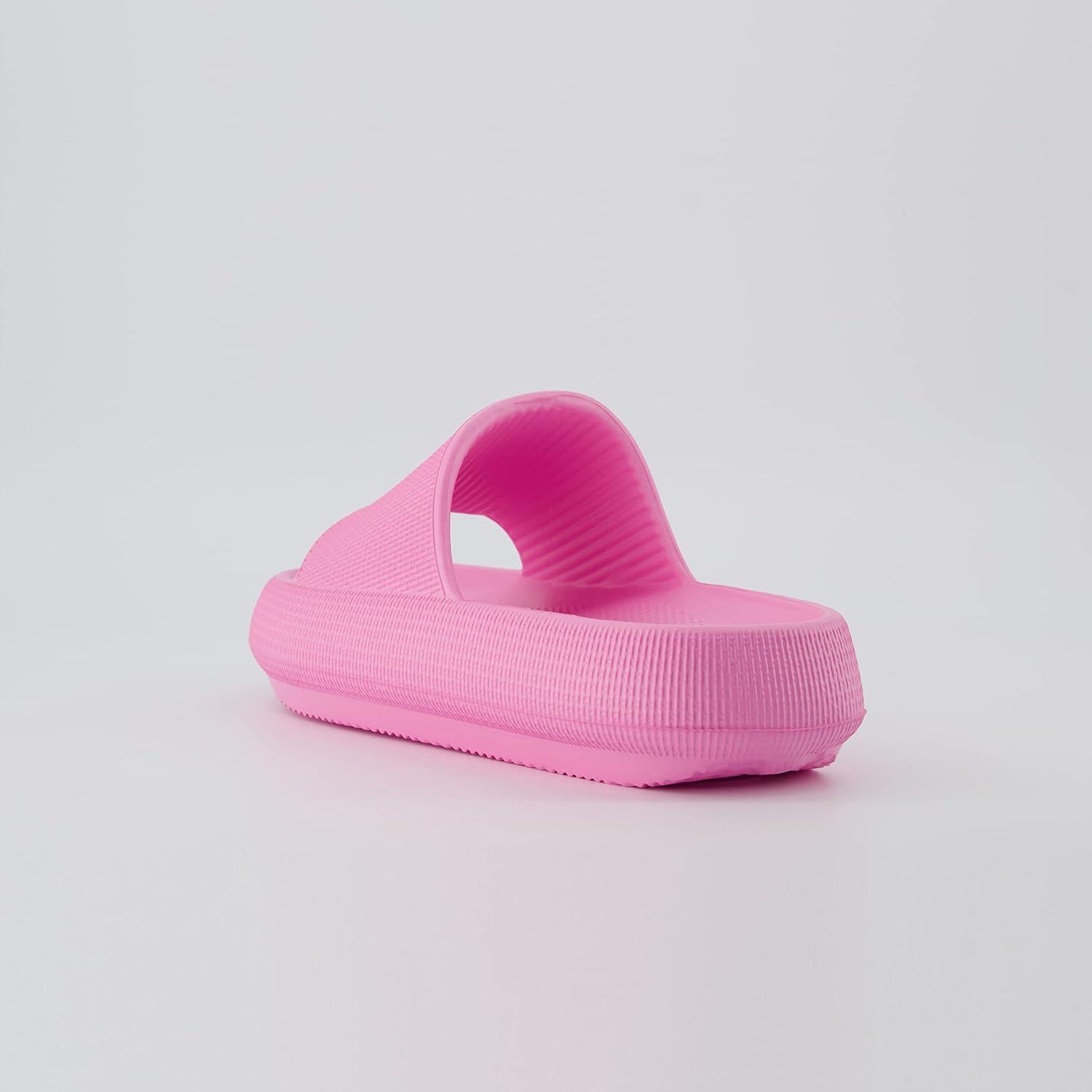 imageCUSHIONAIRE Feather EVA Slides for Women  Comfortable Slip On Womens Slippers Indoor Outdoor Shower Shoes Beach Essential Cloud SlidesBright Pink