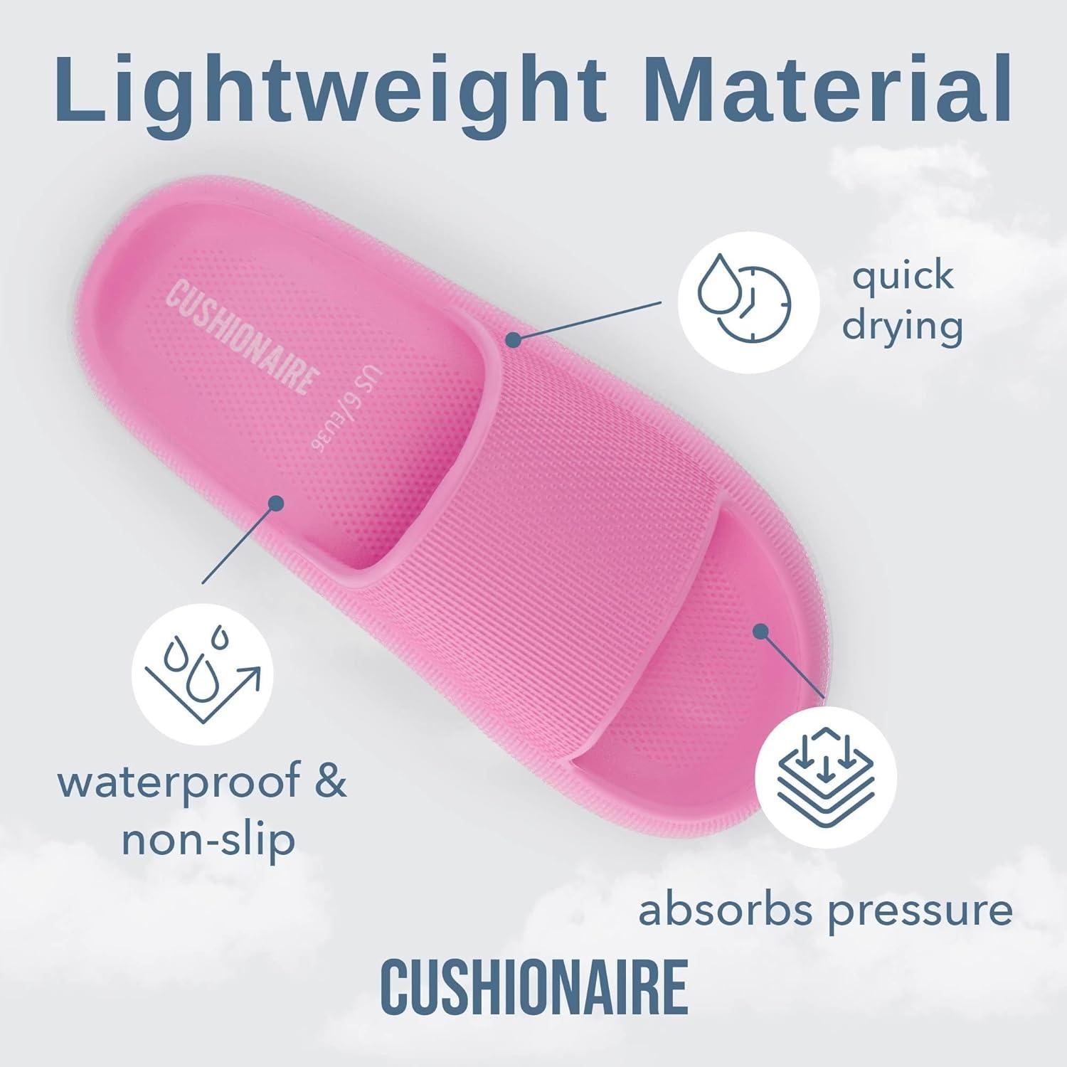 imageCUSHIONAIRE Feather EVA Slides for Women  Comfortable Slip On Womens Slippers Indoor Outdoor Shower Shoes Beach Essential Cloud SlidesBright Pink