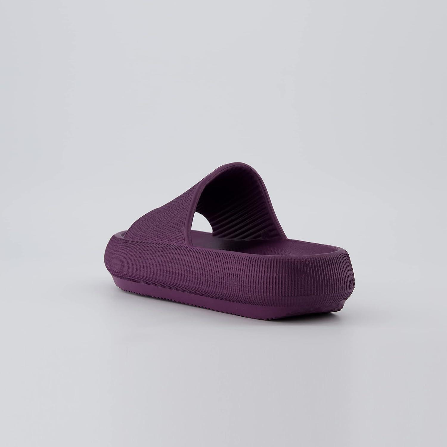 imageCUSHIONAIRE Feather EVA Slides for Women  Comfortable Slip On Womens Slippers Indoor Outdoor Shower Shoes Beach Essential Cloud SlidesDark Purple