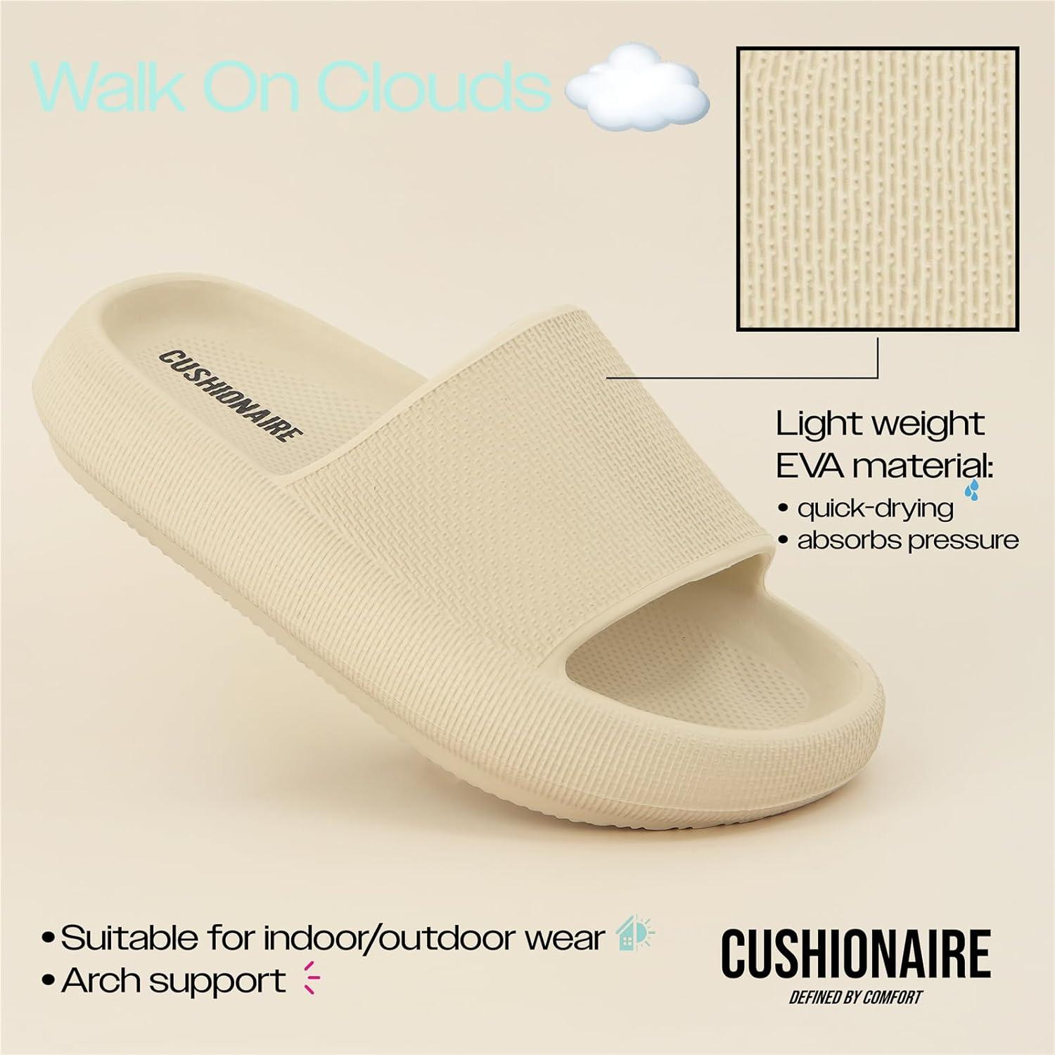 imageCUSHIONAIRE Feather EVA Slides for Women  Comfortable Slip On Womens Slippers Indoor Outdoor Shower Shoes Beach Essential Cloud SlidesEmerald