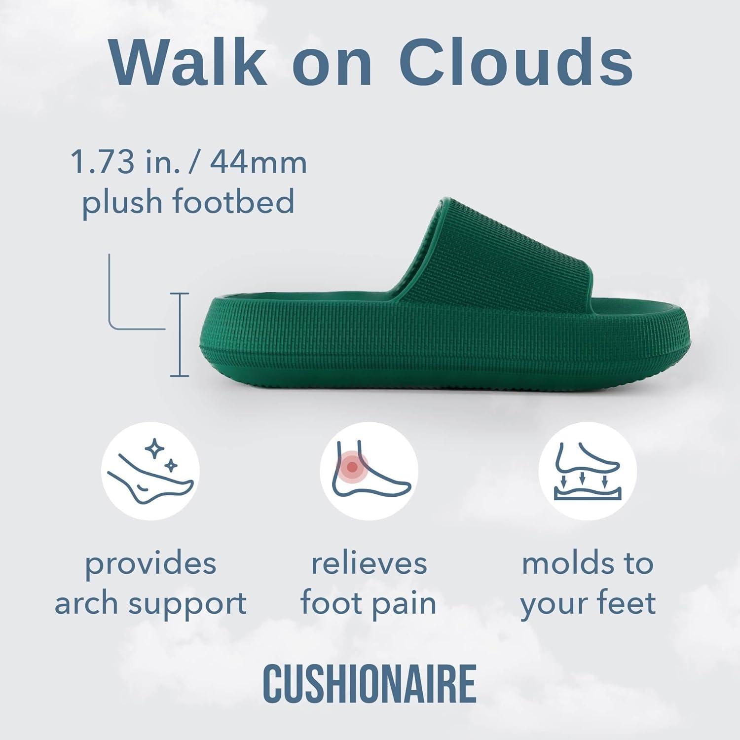 imageCUSHIONAIRE Feather EVA Slides for Women  Comfortable Slip On Womens Slippers Indoor Outdoor Shower Shoes Beach Essential Cloud SlidesEmerald