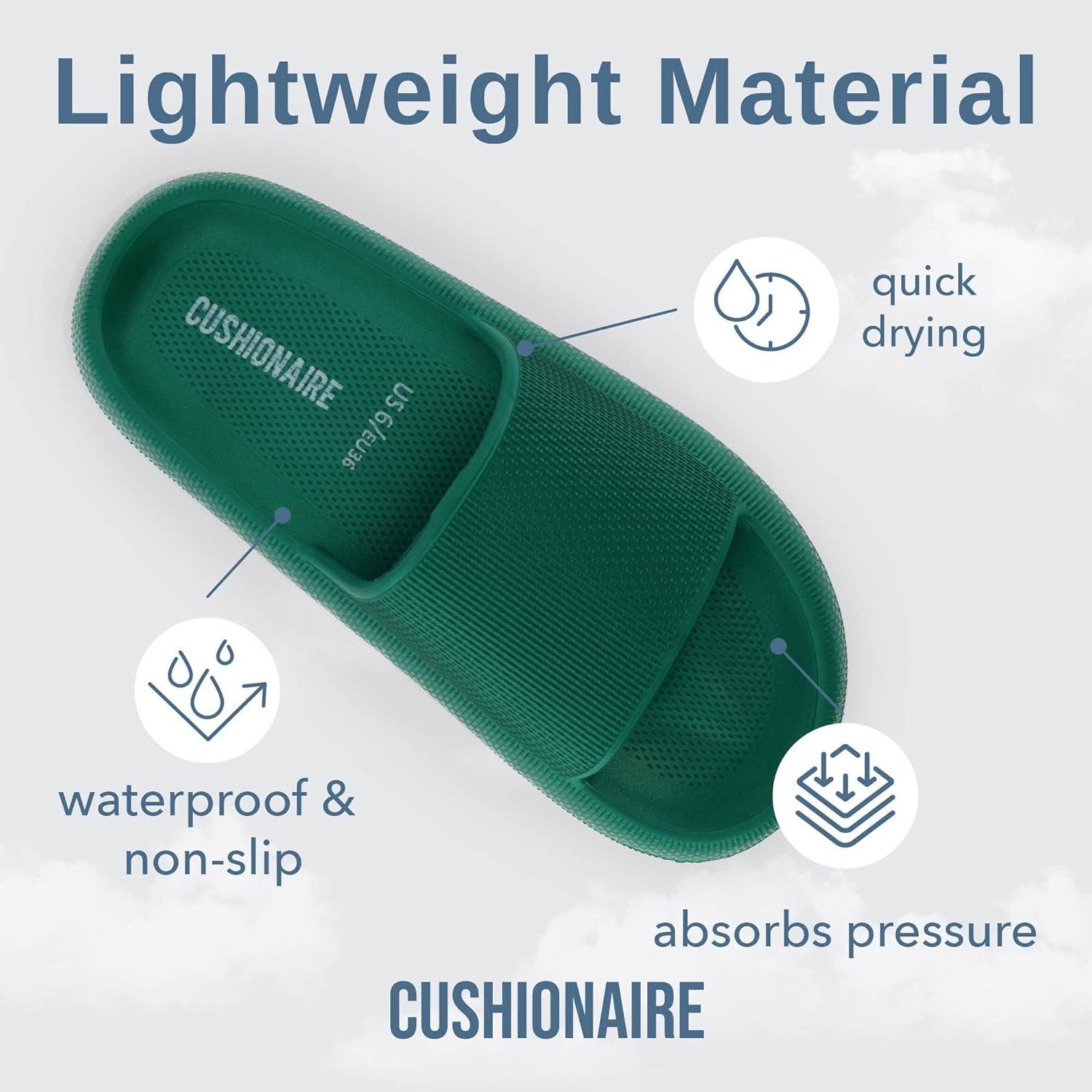 imageCUSHIONAIRE Feather EVA Slides for Women  Comfortable Slip On Womens Slippers Indoor Outdoor Shower Shoes Beach Essential Cloud SlidesEmerald