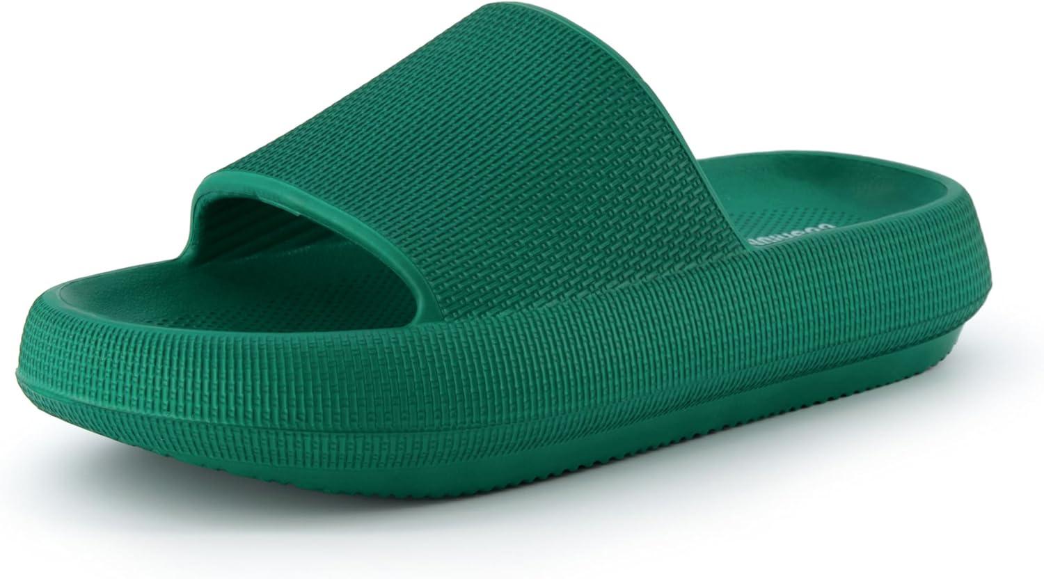 imageCUSHIONAIRE Feather EVA Slides for Women  Comfortable Slip On Womens Slippers Indoor Outdoor Shower Shoes Beach Essential Cloud SlidesEmerald