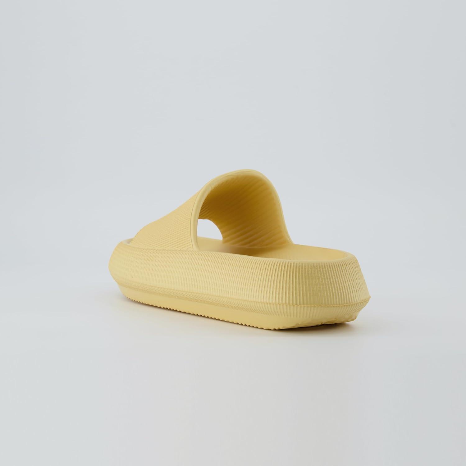 imageCUSHIONAIRE Feather EVA Slides for Women  Comfortable Slip On Womens Slippers Indoor Outdoor Shower Shoes Beach Essential Cloud SlidesGolden