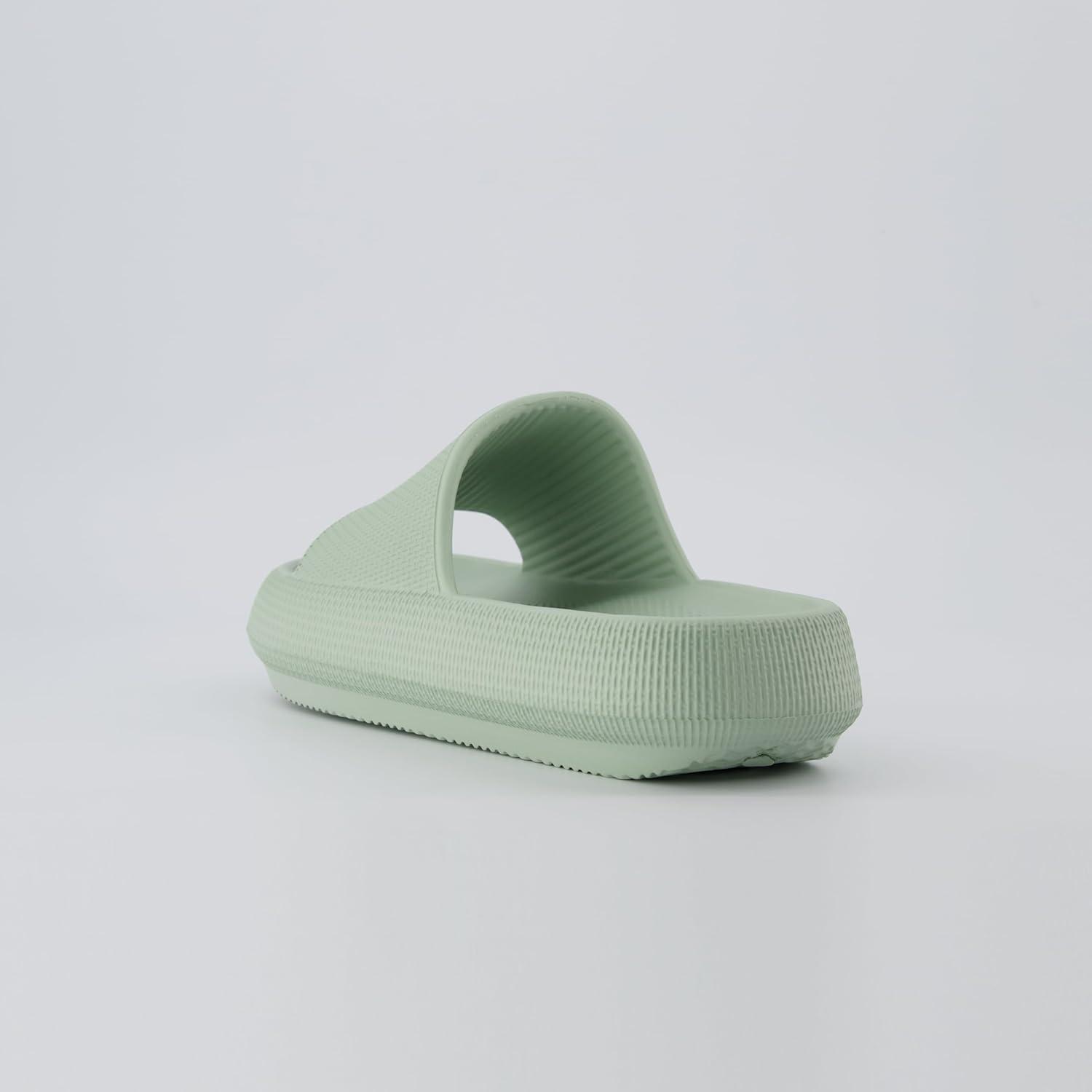 imageCUSHIONAIRE Feather EVA Slides for Women  Comfortable Slip On Womens Slippers Indoor Outdoor Shower Shoes Beach Essential Cloud SlidesGreen