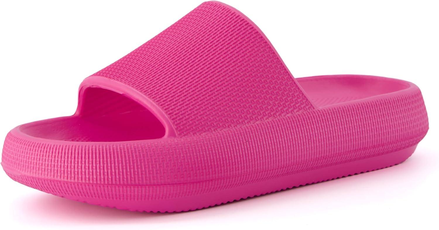 imageCUSHIONAIRE Feather EVA Slides for Women  Comfortable Slip On Womens Slippers Indoor Outdoor Shower Shoes Beach Essential Cloud SlidesHot Pink