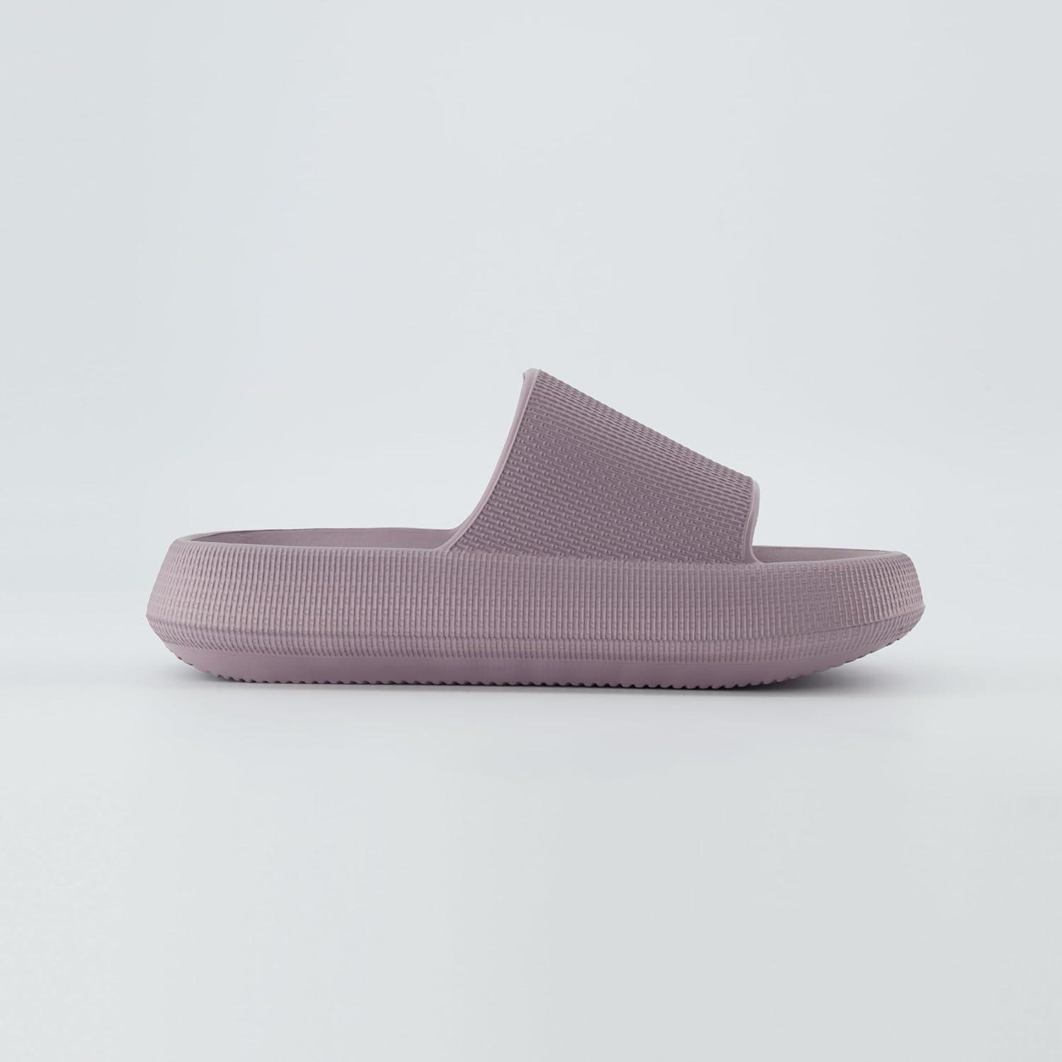 imageCUSHIONAIRE Feather EVA Slides for Women  Comfortable Slip On Womens Slippers Indoor Outdoor Shower Shoes Beach Essential Cloud SlidesIris