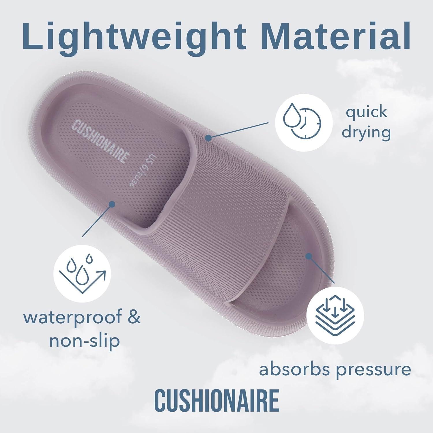 imageCUSHIONAIRE Feather EVA Slides for Women  Comfortable Slip On Womens Slippers Indoor Outdoor Shower Shoes Beach Essential Cloud SlidesIris
