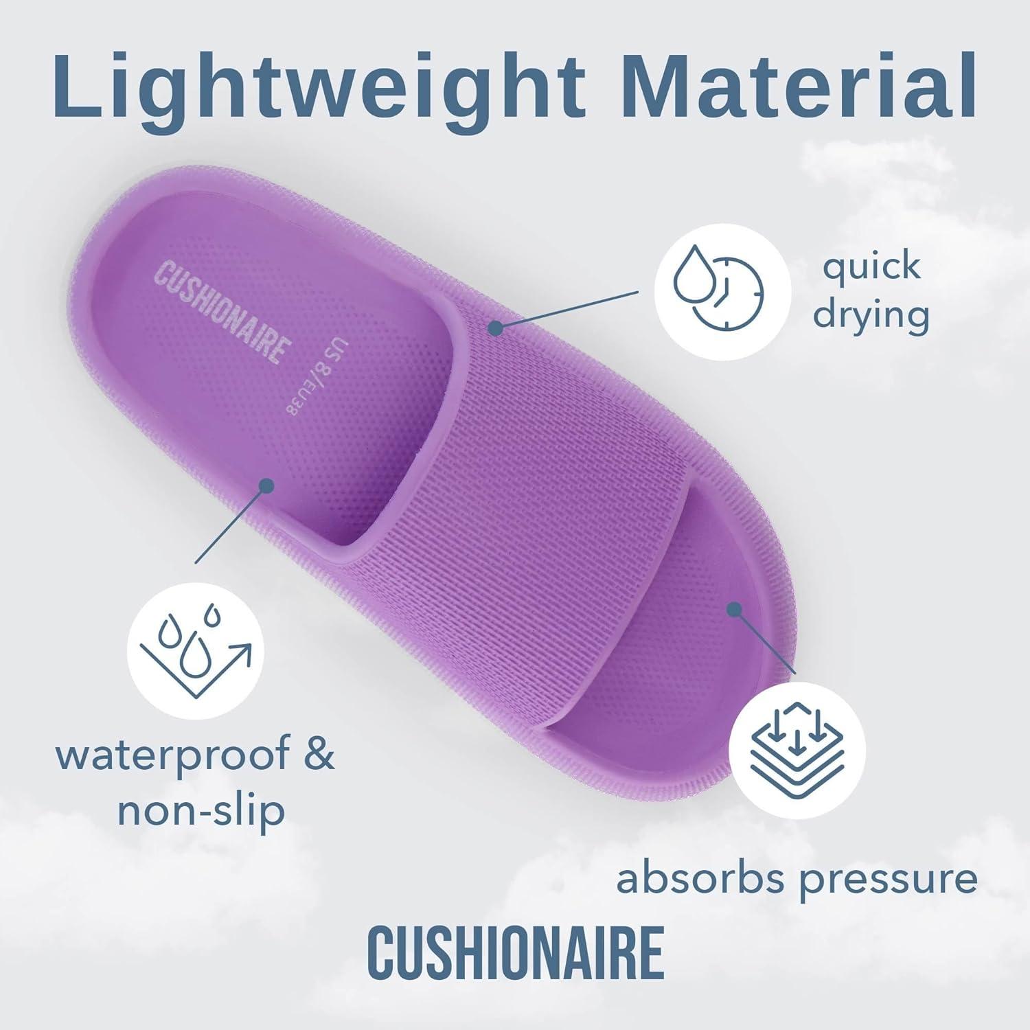 imageCUSHIONAIRE Feather EVA Slides for Women  Comfortable Slip On Womens Slippers Indoor Outdoor Shower Shoes Beach Essential Cloud SlidesLavender