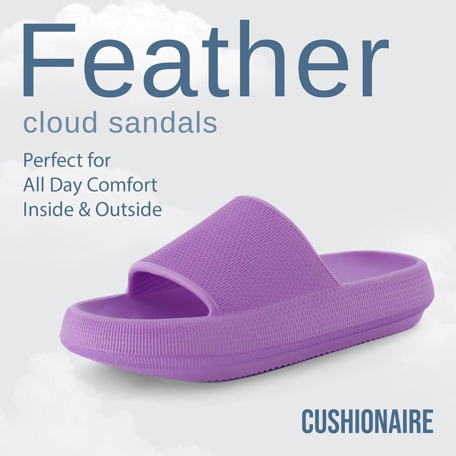 imageCUSHIONAIRE Feather EVA Slides for Women  Comfortable Slip On Womens Slippers Indoor Outdoor Shower Shoes Beach Essential Cloud SlidesLavender