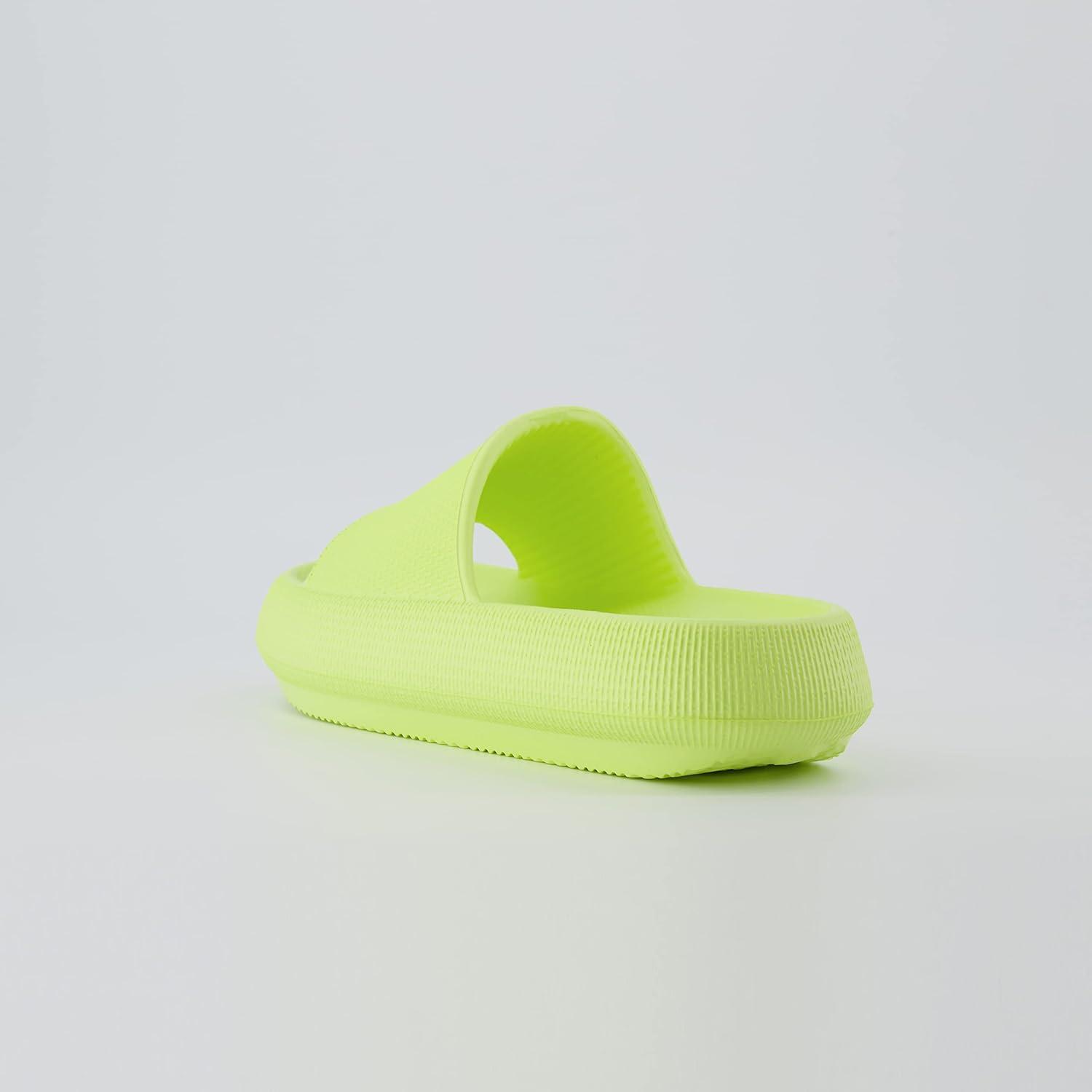 imageCUSHIONAIRE Feather EVA Slides for Women  Comfortable Slip On Womens Slippers Indoor Outdoor Shower Shoes Beach Essential Cloud SlidesLemon Yellow