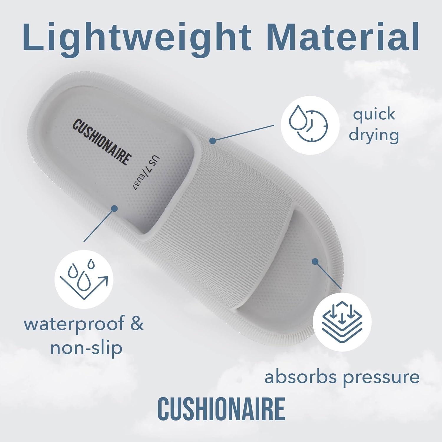 imageCUSHIONAIRE Feather EVA Slides for Women  Comfortable Slip On Womens Slippers Indoor Outdoor Shower Shoes Beach Essential Cloud SlidesLt Grey
