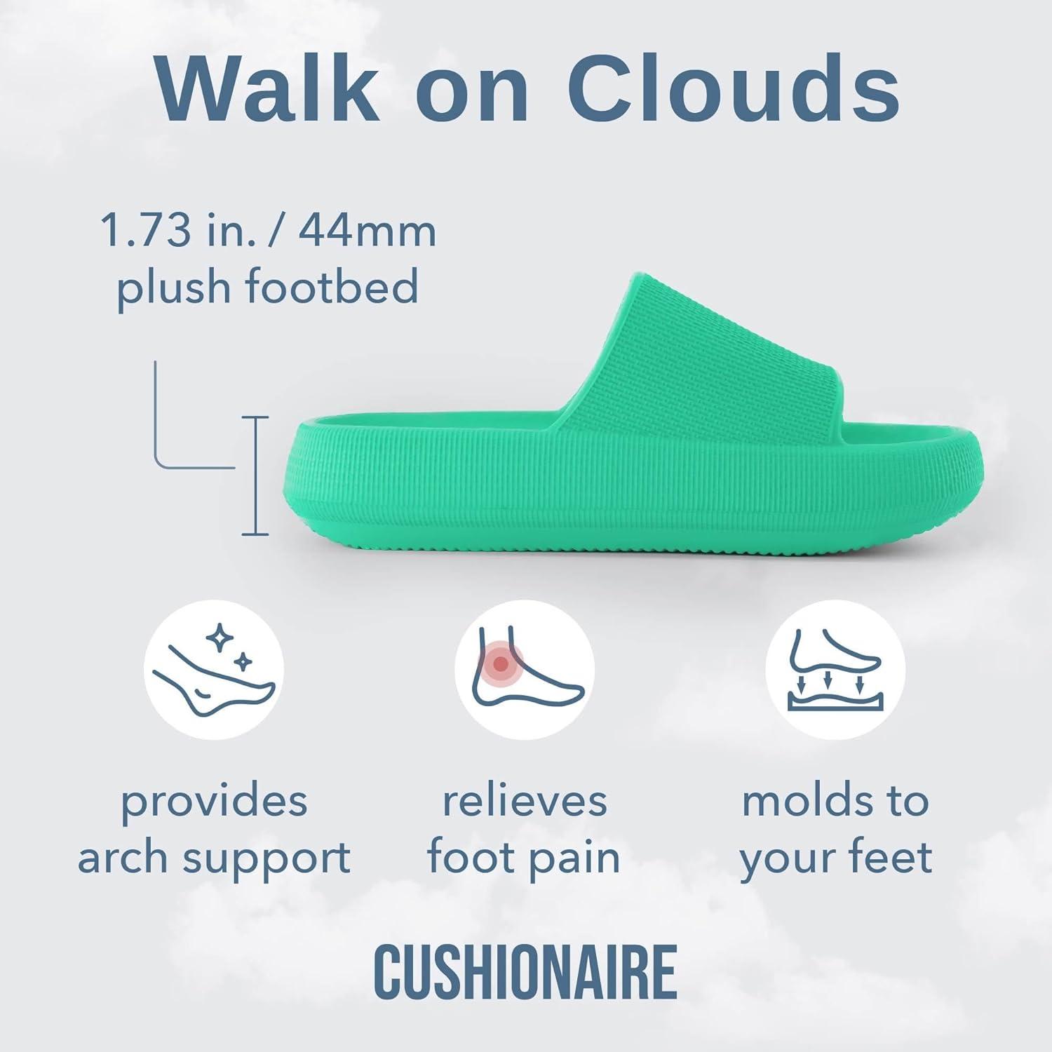 imageCUSHIONAIRE Feather EVA Slides for Women  Comfortable Slip On Womens Slippers Indoor Outdoor Shower Shoes Beach Essential Cloud SlidesMint