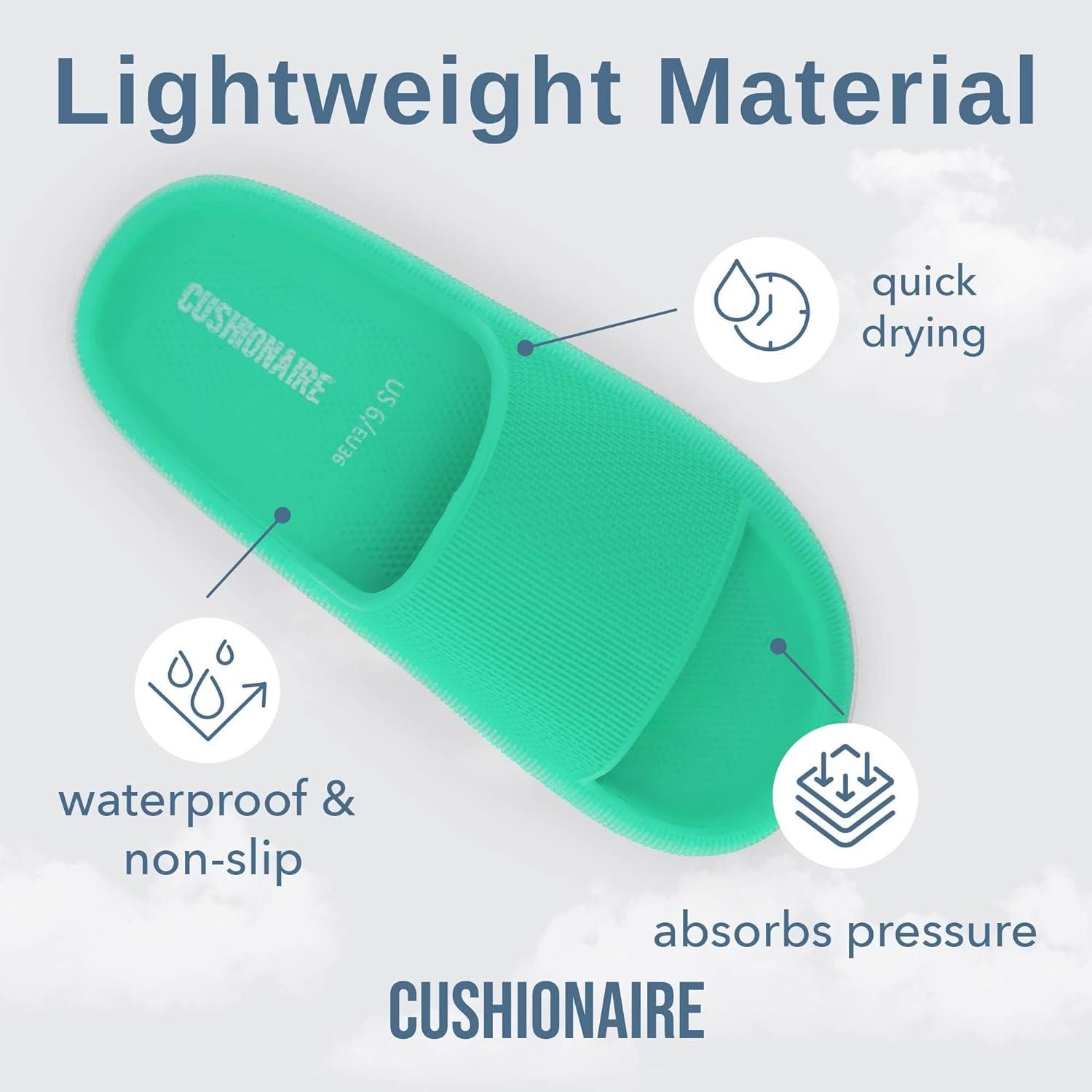 imageCUSHIONAIRE Feather EVA Slides for Women  Comfortable Slip On Womens Slippers Indoor Outdoor Shower Shoes Beach Essential Cloud SlidesMint