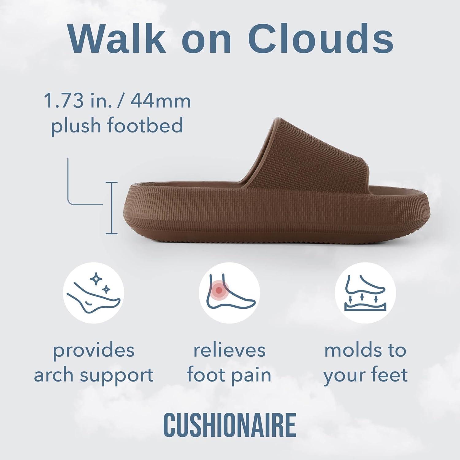 imageCUSHIONAIRE Feather EVA Slides for Women  Comfortable Slip On Womens Slippers Indoor Outdoor Shower Shoes Beach Essential Cloud SlidesMocha