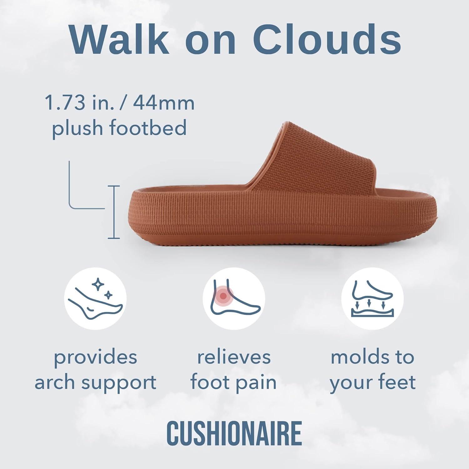 imageCUSHIONAIRE Feather EVA Slides for Women  Comfortable Slip On Womens Slippers Indoor Outdoor Shower Shoes Beach Essential Cloud SlidesOrange