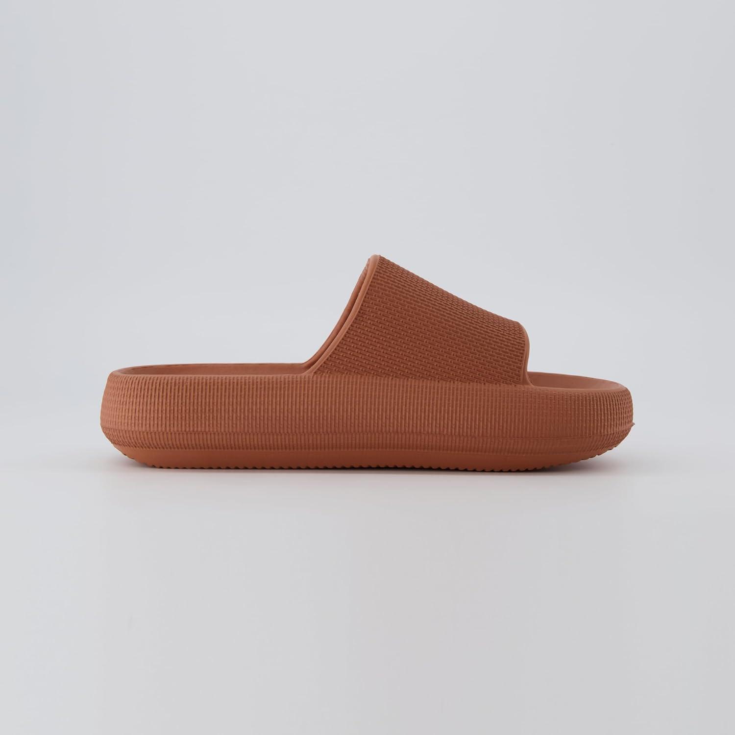imageCUSHIONAIRE Feather EVA Slides for Women  Comfortable Slip On Womens Slippers Indoor Outdoor Shower Shoes Beach Essential Cloud SlidesOrange