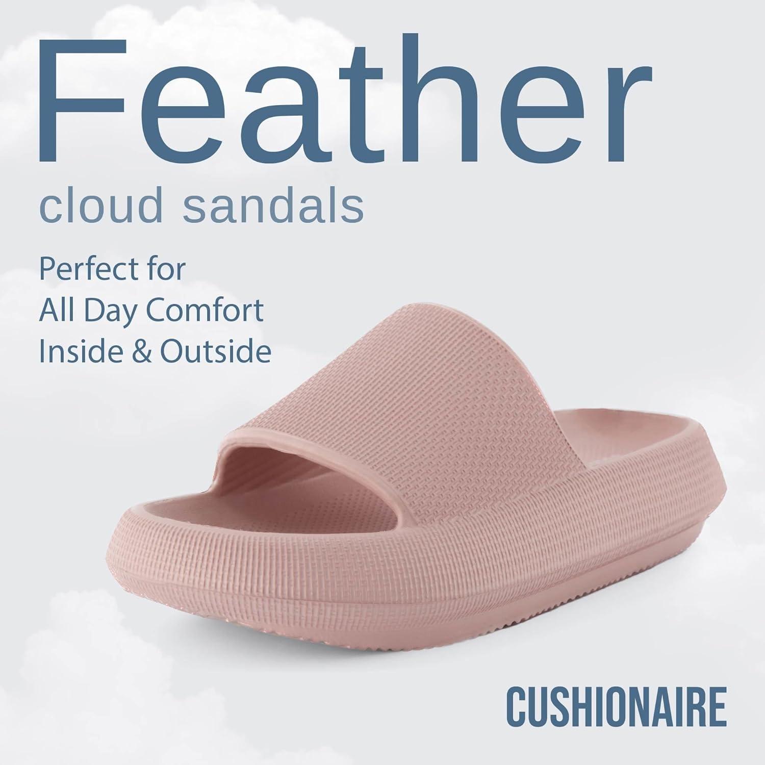 imageCUSHIONAIRE Feather EVA Slides for Women  Comfortable Slip On Womens Slippers Indoor Outdoor Shower Shoes Beach Essential Cloud SlidesPink