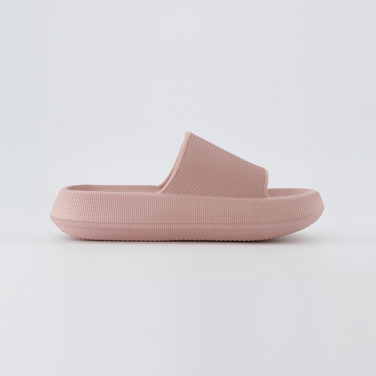 imageCUSHIONAIRE Feather EVA Slides for Women  Comfortable Slip On Womens Slippers Indoor Outdoor Shower Shoes Beach Essential Cloud SlidesPink